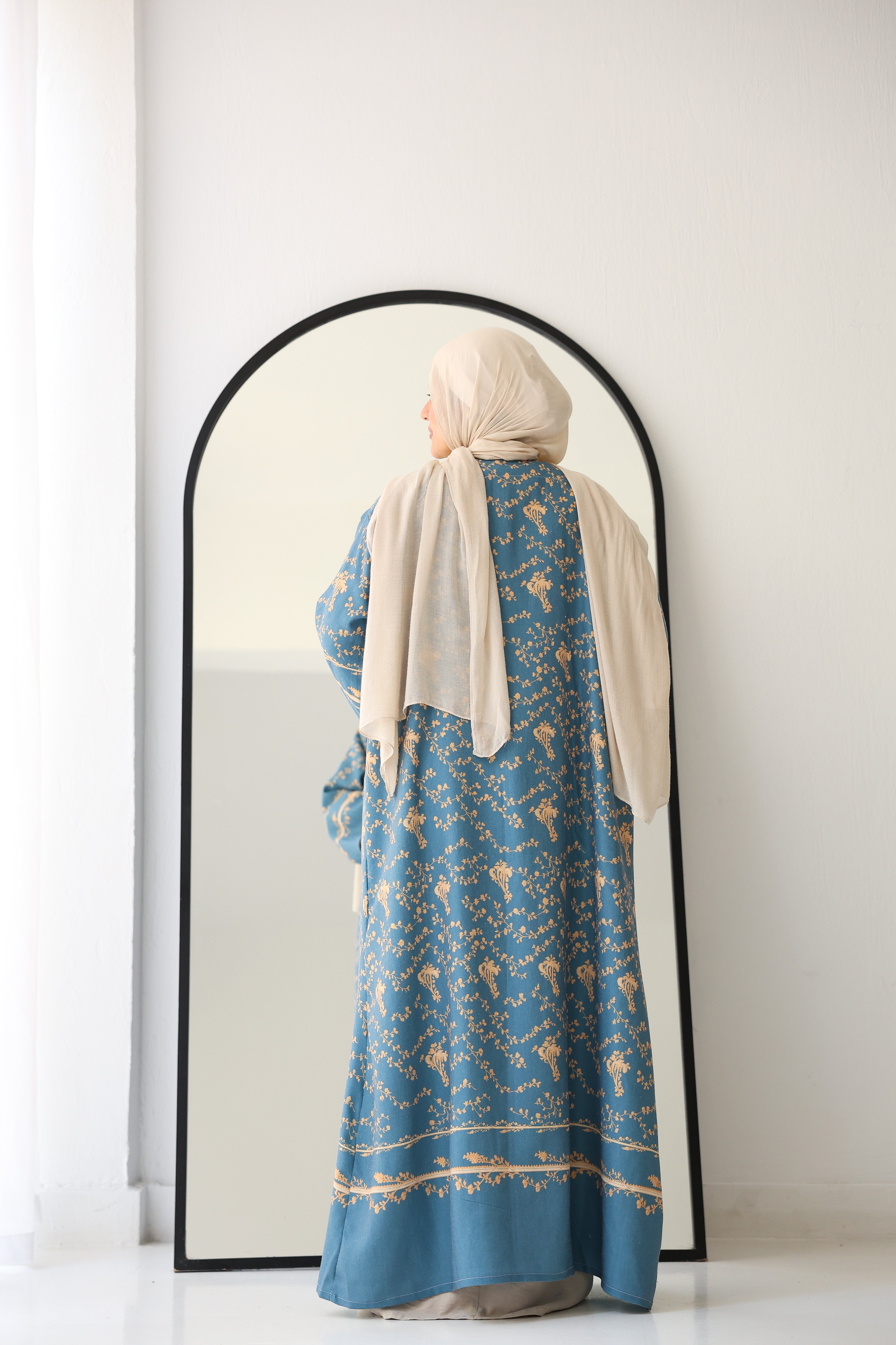 light fayrouz pashmina kaftan