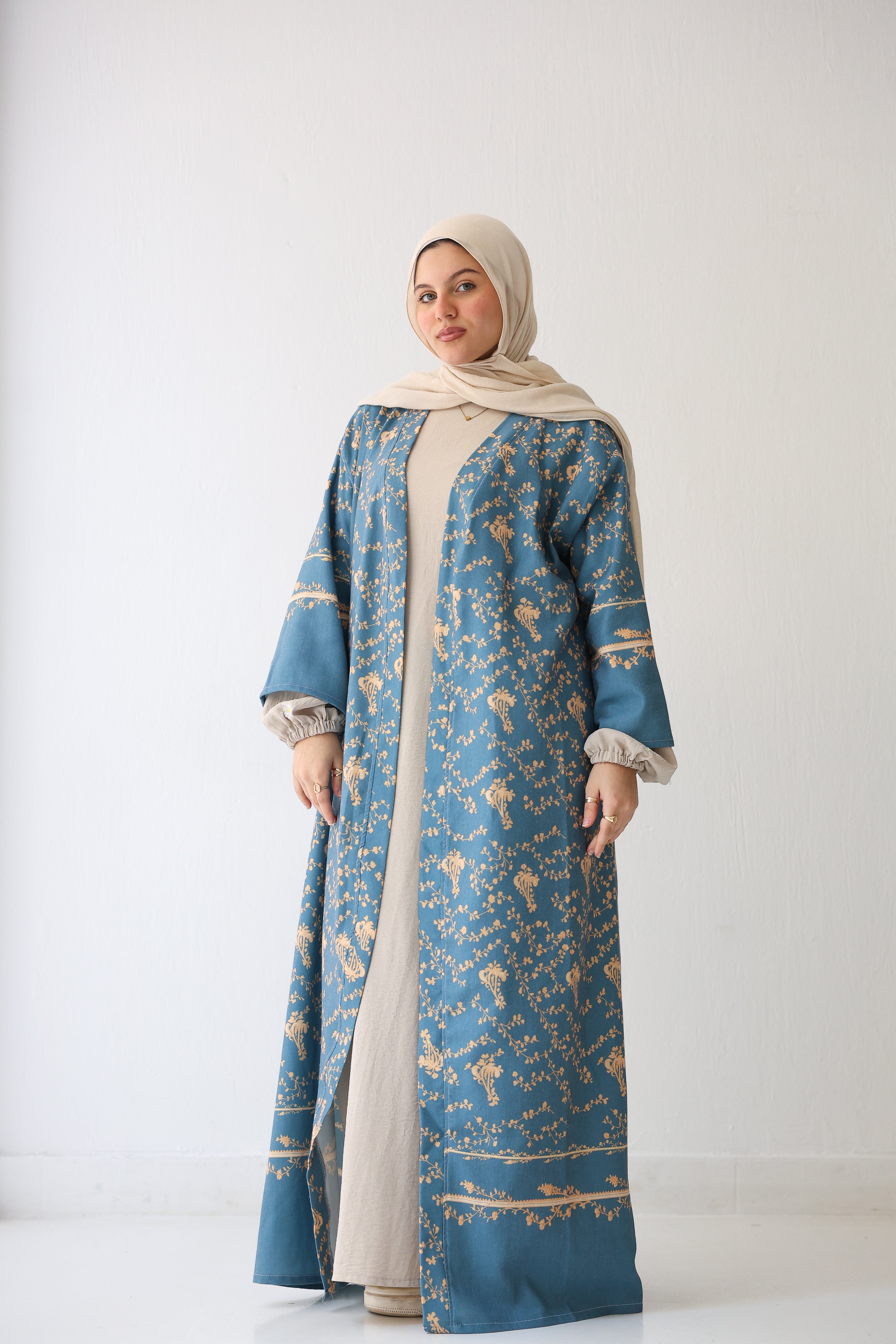 light fayrouz pashmina kaftan